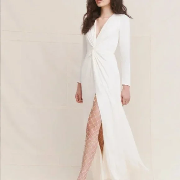 Reformation | Dresses | Reformation Gatsby Dress Ivory Long Sleeve Bridal  Crepe Size 4 | Poshmark